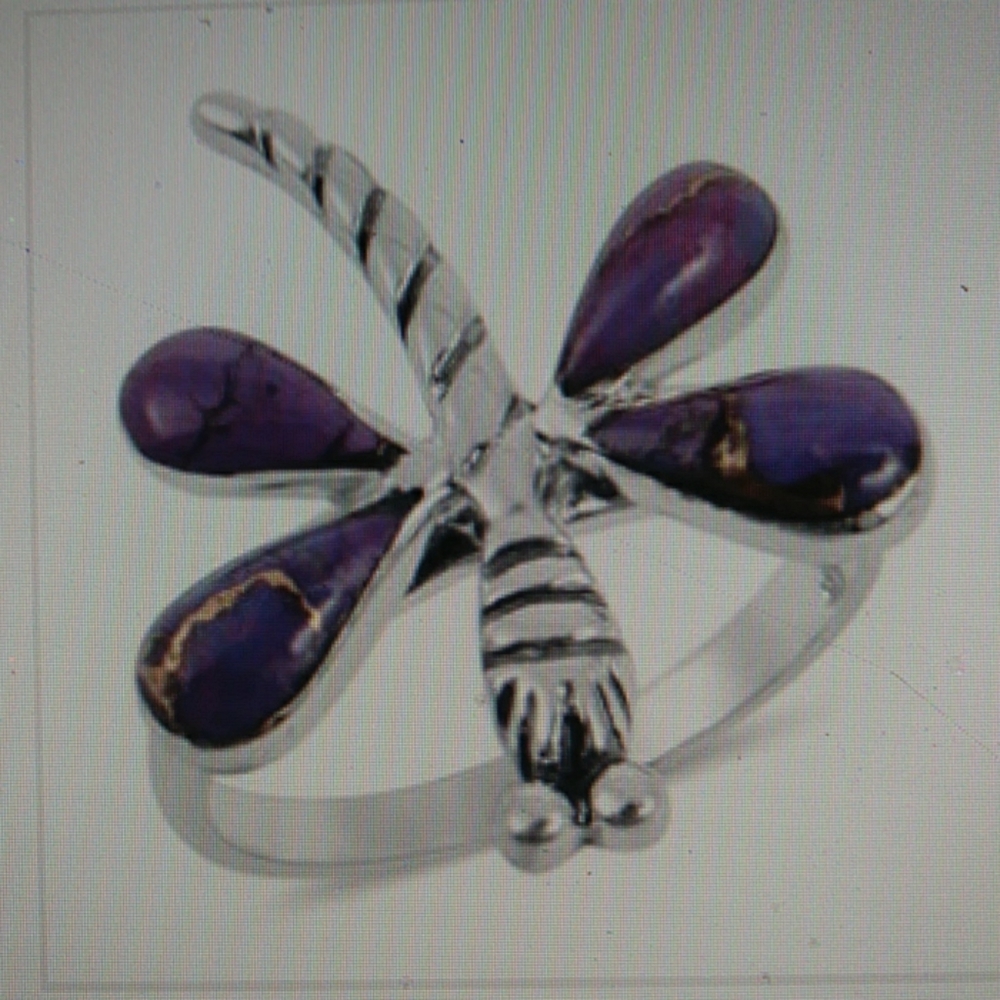 SANTA FE PURPLE MOJAVE TURQUOISE DRAGONFLY RING. SIZE 6.